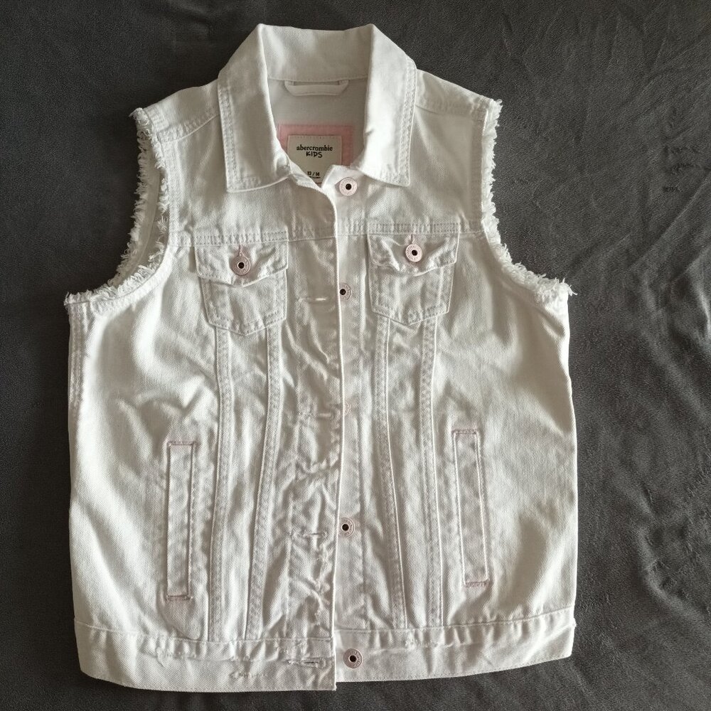 Abercrombie Kids Denim Ripped Jean Vest White Size 13/14